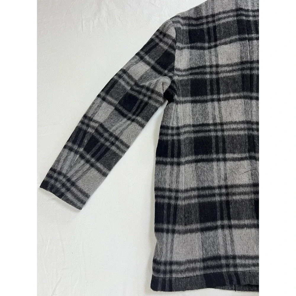 John Varvatos Carsen Coat Plaid Jacket‎ Wool Blend | Black Gray | Size Large